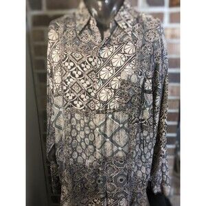 Vintage Resort Wear AGGIO Artsy Flowy Button Down Shirt Indie NYC Fashion Sz XL